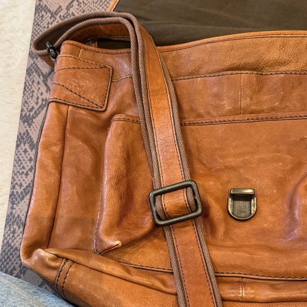 Fossil Brown Leather Messenger Bag